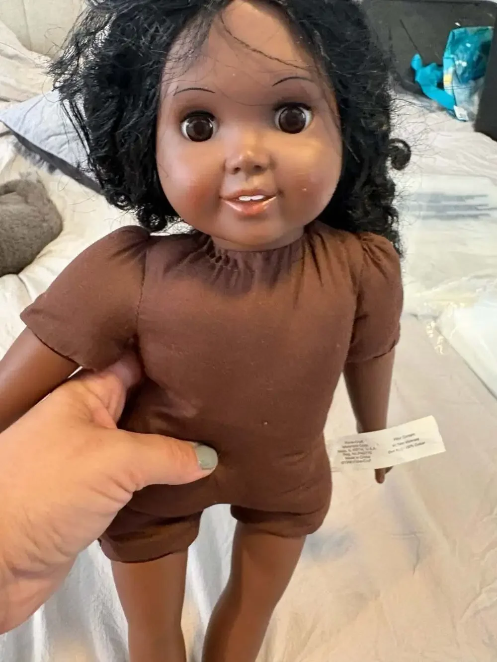 Fibre-Craft 1996 African American Doll 18 Inch Brown Hair Dark Skin